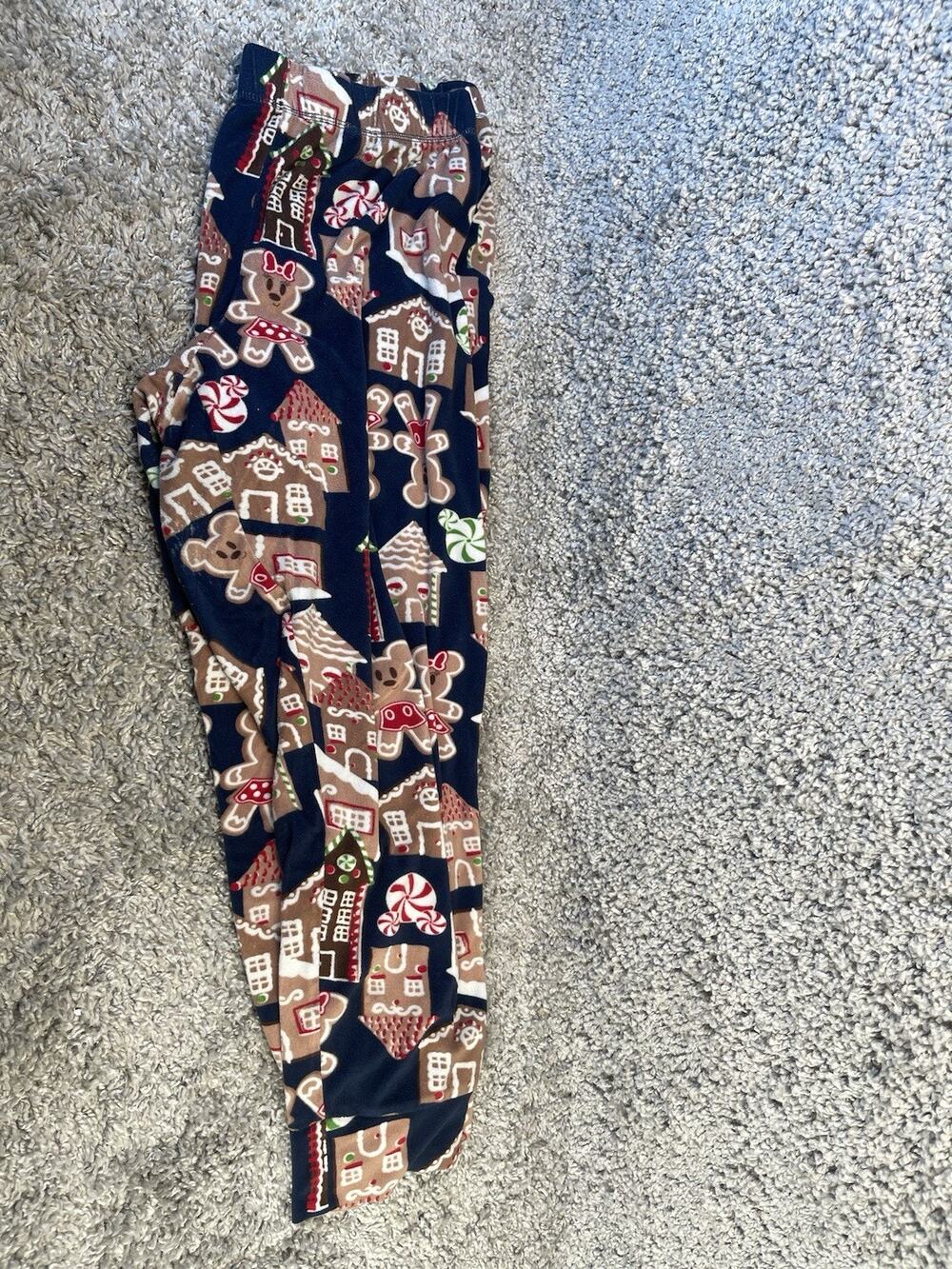 Disney Pajama Pants Tapered High Rise Mickey Gingerbread Fleece Blue Womens XL